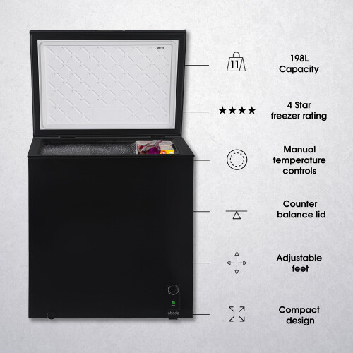 Abode Freestanding Black Chest Freezer 198L with Removable Wire 2