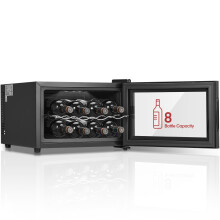 FOHERE Wine Cooler Fridge 8 Bottles, Table-Top Wine Fridge with Glass