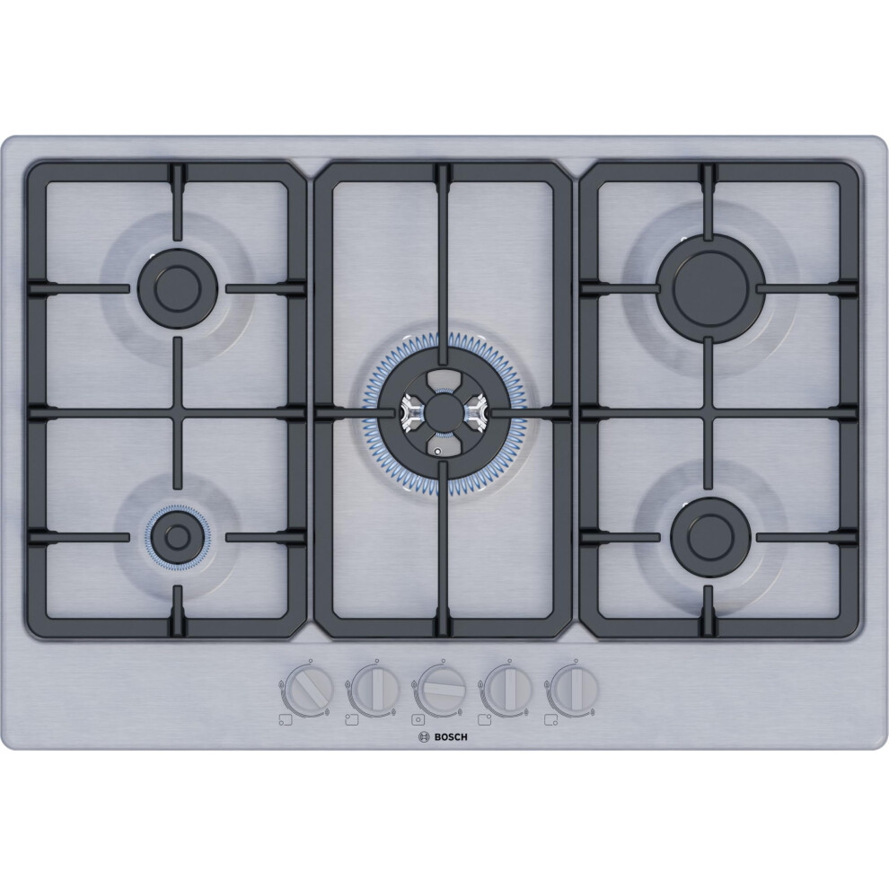 Bosch , Series 4, Pgq7b5k90 75Cm Gas Hob With 5 Burners, 3.3Kw Wok, 3