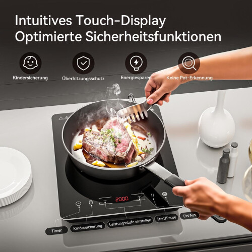 COOKNANO Induction Cooktop Hot Plate, 2000W Single Induction Hob with 2