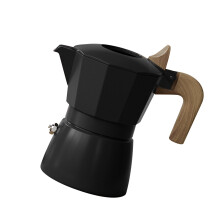 Cafetera moka para estufa de aluminio de 100 ml con válvula doble negra