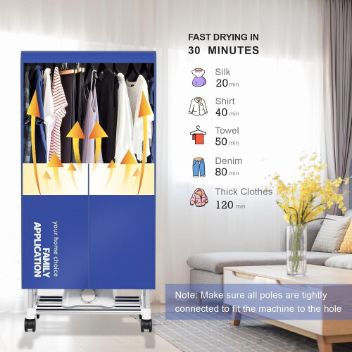 Clothes Dryer, Portable Drying Machine with Timer, 60inch Laundry 2