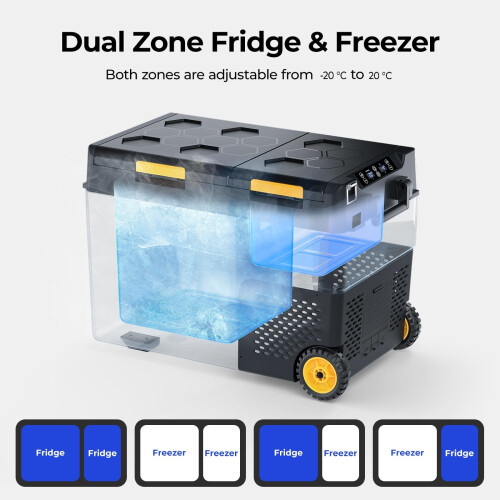 BougeRV CRD2 49L Car Fridge Dual Zone 12V Compressor Fridge Freezer 1