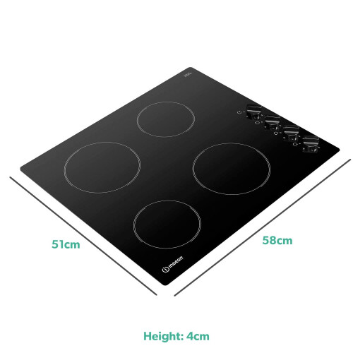 Indesit Indesit Built In RI860C 58cm 4 Zone Ceramic Hob - Black 2