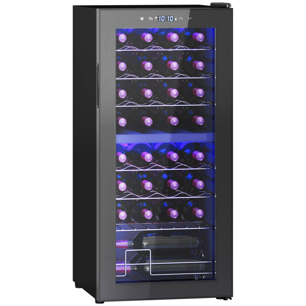 Homcom 86L Freestanding Wine Cooler With Uv-Resistant Tempered Glass