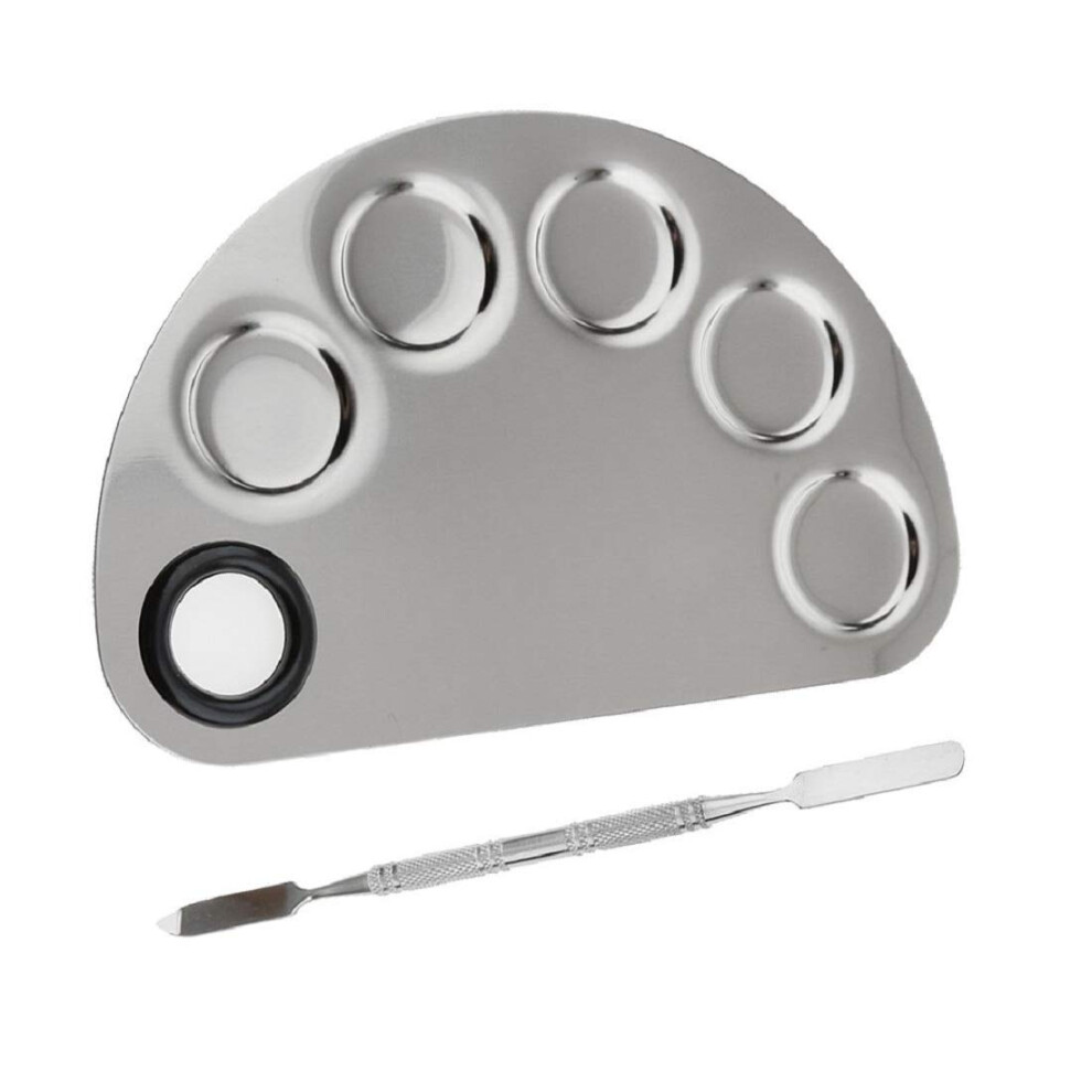 Makeup Mixing Palette Stainless Steel with Spatula for Precise Color Blending and All Pigments