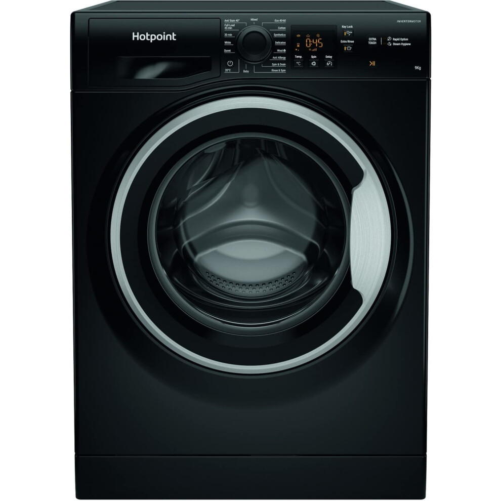 Photos - Fireplace Accessory Hotpoint-Ariston Hotpoint 9kg 1600rpm Freestanding Washing Machine - Black 