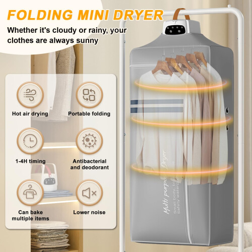 WingFly Portable Electric Dryer Machine, 800w Multi-Functional with 1