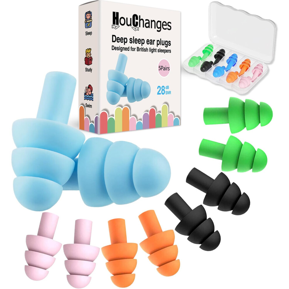 Photos - Safety Equipment 5Pairs Ear Plugs for Sleep Soft Silicone Ear Plugs for Sleeping Noise Cancelling Multicoloured