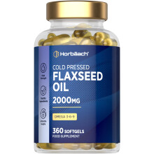 Flaxseed Oil Capsules 2000mg | 360 Softgels | Omega 3 6 9 with High Strength Alpha Linolenic Acid (ALA) | Cold Pressed Supplement | by