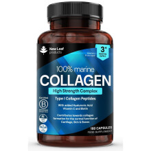 Pure Marine Collagen 100% Marine Collagen Type 1 1500mg - 180 Capusles Hydrolysed Collagen Peptides Enhanced with Hyaluronic Acid & Vitamin