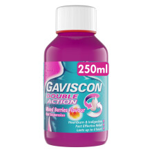 Gaviscon Double Action Mixed Berries Liquid 250ml - Heartburn, Indigestion, Stomach Pain, Acid Reflux Relief, Digestive Health,