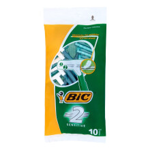 BIC Sensitive Men's Razors - Twin Blade - 2 Packs of 10 Razors (20 Total) - Non-Refillable with Stainless Steel Blades