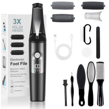 PKBD Electric Foot File,Hard Skin Remover for Dead or Dry Skin,Rechargeable Electric Foot Remover Pedicure Kits,3 Speeds-Waterproof