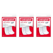 Leukoplast Soft White Plasters - Absorbant Breathable Fabric Sterile Wound Dressing Pads - Skin Friendly Comfortable Low Adhesive - 19x72mm