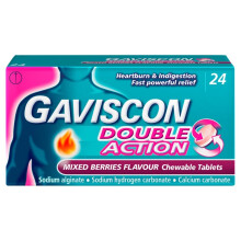 Gaviscon Double Action Tabs Heartburn Indigestion Mixed Berry 24s