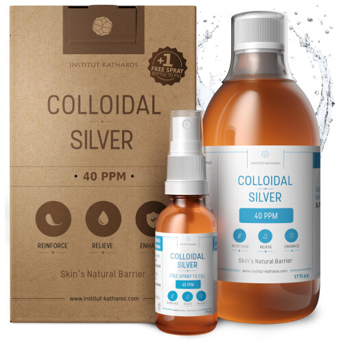 Premium Colloidal Silver 40ppm 500mL  Optimal Concentration Formula, Smaller Particles, Better Results  Laboratory Certified  Liquid