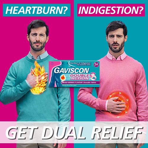 Optrex Gaviscon Double Action Tabs Heartburn Indigestion Mixed Berry 24s 2