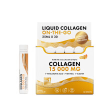Swedish Nutra - Hydrolysed Marine Collagen, 15,000mg Liquid Supplement - 30 x 25ml Daily Shots | Peptides (Type I & III), Hyaluronic Acid,