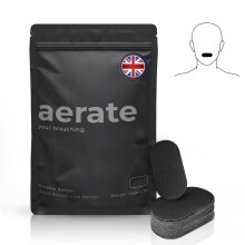 Aerate Mouth Tape for Sleeping - 31 Strips (Black) - Dermatologically Tested Snoring Aid for Men & Women, Improves Nasal Breathing, 95%
