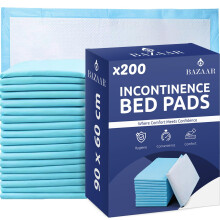 Bazaar 200 x Disposable Incontinence Bed Pads 90 x 60cm – Highly Absorbent Waterproof Bed Sheets for Adults, Elderly, Children & Babies –