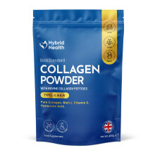Hybrid Health Collagen Powder with Bovine Peptides, Hyaluronic Acid & Vitamin C | Types I, II, III & IV | 400g | Premium Collagen for Skin,