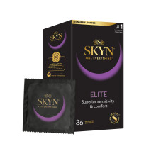 SKYN Elite Condoms Pack of 36 / Skynfeel Latex Free for Men, Regular Size, Ultra-Thin & Soft, Smooth Straight Shape, 53mm Wide