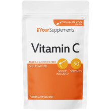 Vitamin C Powder 50g - Ascorbic Acid | 100% Pure British Pharmaceutical Grade | Non-GMO | Scoop Included