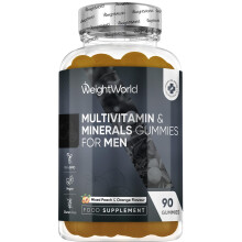 WeightWorld Multivitamin Gummies for Men | 90 Vegan Gummies | with Added Herbal Extracts Like Maca, Panax Ginseng | 8 Multivitamins & 4
