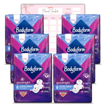 Bodyform Cour-V Ultra Night Sanitary Towels Wings 10597, 8'S (Pack of 6)