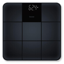Beurer GS 235 glass scale, digital bathroom scale with Magic display, personal scale with non-slip surface in matt tile look, automatic