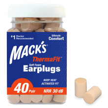Mack's ThermaFit Soft Foam Ear Plugs 40 Pairs for Sleeping, Snoring, Work, Travel and Loud Events, Made in USA
