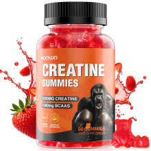 Creatine Gummies 5000mg Creatine Monohydrate with 1000mg BCAAs (1 Month Supply) for Men & Women, Vegan & Sugar-Free, Easy Pre/Post Workout