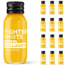 Fighter Shots Ginger Marine Collagen Shots (12x60ml) | Healthier Skin and Hair | 100% Natural | Perfect Morning/Post Workout Pick Me Up |
