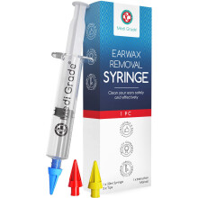 Medi Grade Ear Wax Removal Syringe - Natural Ear Cleaner for Safely Removing Ear Wax at Home - Reusable Ear Cleaning Kit with 3x Family