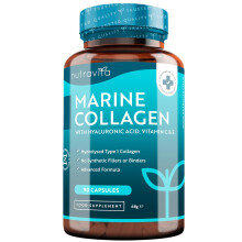 Nutravita Marine Collagen 1000mg Enhanced with Hyaluronic Acid 100mg - 90 Super Strength Capsules - Hydrolysed Collagen Supplements -