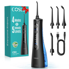 COSLUS Water Flosser for Teeth Cordless: 4 Modes & 20 Levels - Portable Irrigador Dental for Health - Conscious Sensitive Users Gums -