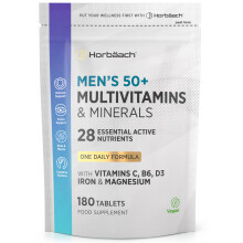 Multivitamin Tablets for Men 50 Plus | 180 Count | One-a-Day Formula | 28 Essential Nutrients | with Vitamin C, B6, D3, Iron and Magnesium
