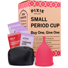 Pixie Menstrual Cup - No Metals or Toxins - 100% Medical-Grade Silicone - Ranked 1 for The Most Soft Reusable Period Cup - Wear 12 Hours -