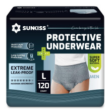 SUNKISS Incontinence Pants for Men, Daytime Disposable Adult Pull Ups, Mens Protective Underwear with Maximum Absorbency, Grey, Large, 120