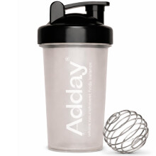 Adday - Shaker Bottle - Compact Shaker with Lid and Stainless Steel Mixing Ball - Gym Equipment, Protein Shaker - Easy to Use and Built to