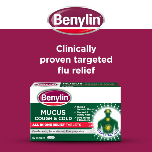 Benylin Mucus Cough & Cold All in One Tablets, 16 each 1