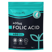 Nutravita Folic Acid Tablets 400 mcg - 400 Vegan Vitamin B9 Tablets - 13 Month Supply - Pregnancy Care - Normal Function of Immune System &