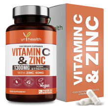 Vitamin C 1300mg and Zinc 40mg High Strength - VIT C and Zinc for Maintenance of Normal Immune System - 120 Vegan Capsules not Tablets - 2