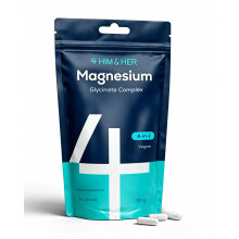 4 HIM & HER Magnesium Glycinate 4-in-1 Complex 250mg - with Magnesium Bisglycinate, Citrate & Malate + Vitamin B6-90 Vegan Capsules - UK