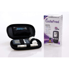 Codefree Blood Glucose Monitor | Diabetes Monitoring Meter Tester | Blood Sugar Testing Kit with Strips, Lancets, Case - in mg/dL