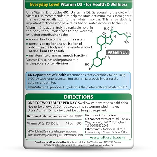 Vitamin D Tablets 400IU, Vitabiotics Ultra 1