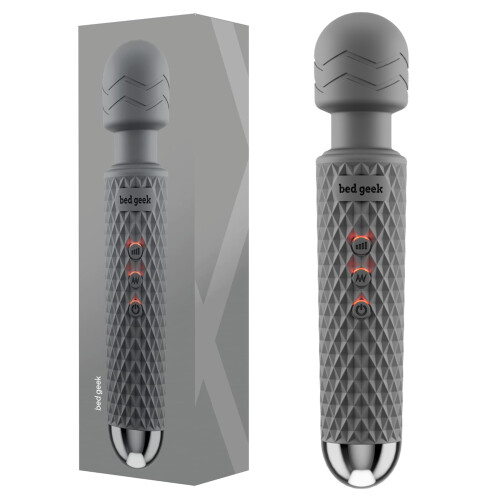 bed geek Handheld Wireless Personal Wand Massager – Waterproof, USB Rechargeable, 20 Vibration Patterns, 8 Speeds, Memory Feature,