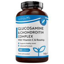 Nutravita Glucosamine and Chondroitin - 180 Capsules - Glucosamine and Chondroitin High Strength - 6-in-1 Complex with Added Vitamin C,