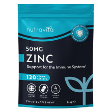 Nutravita Zinc Tablets 50mg – 120 High Strength Vegan Tablets (4 Months Supply) – Highly Absorbable Zinc Supplements for Maintenance of